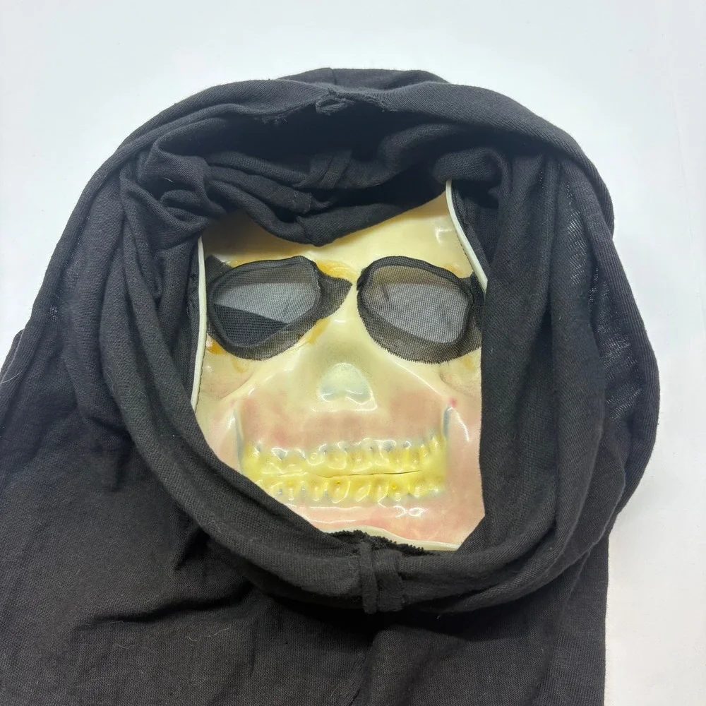 Vintage Easter Unlimited Skull Mask Black Bloody Grim Reaper Halloween